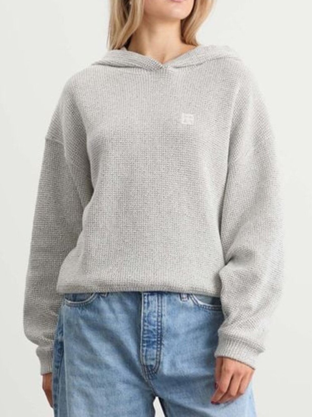 Anine Bing Framed Monogram Alec Hoodie Sweater Pullover M Gray $220 Logo Lounge